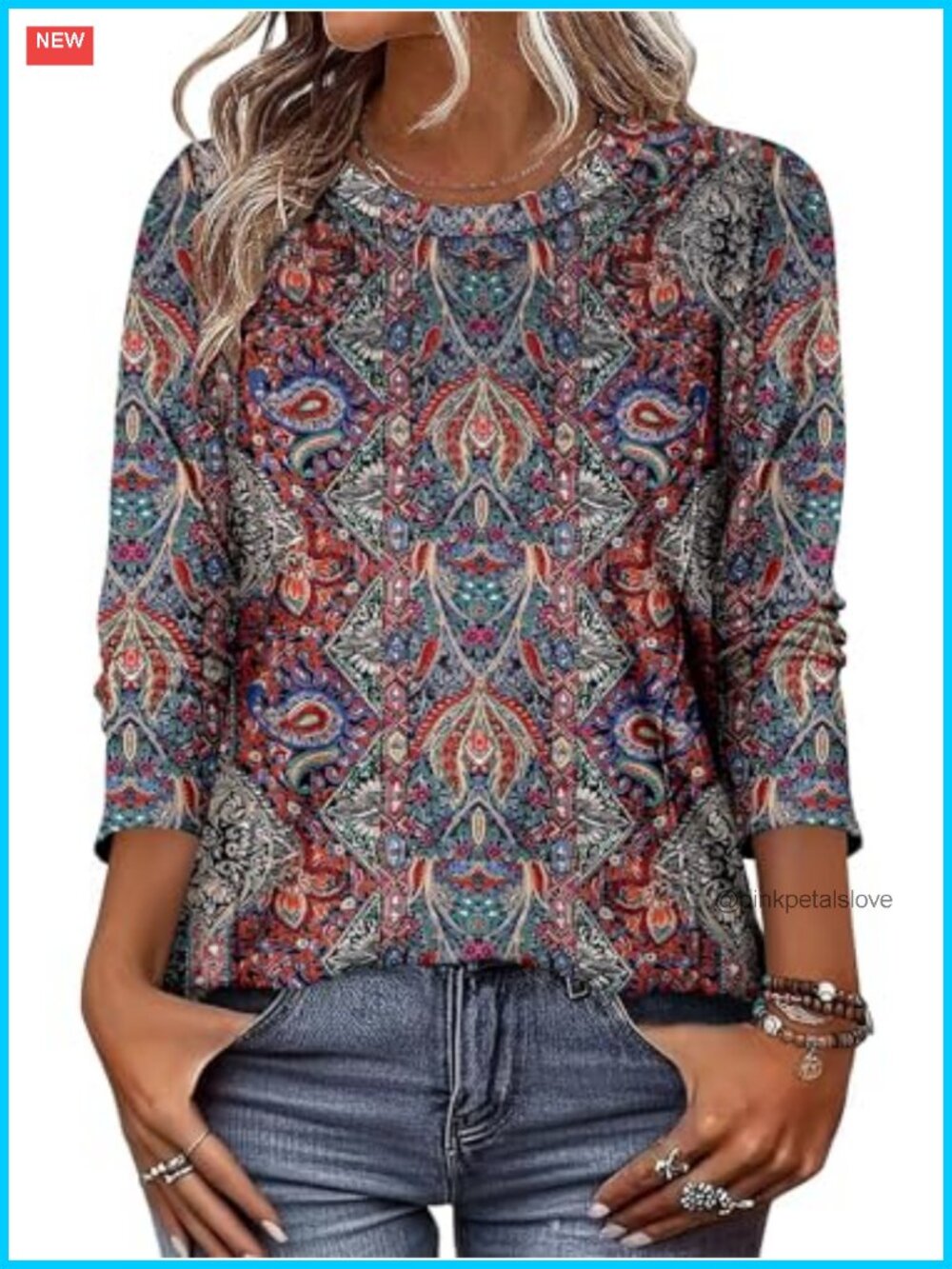 Women's Long Sleeve Crew Neck Tunic Top Dressy Casual Work Blouse